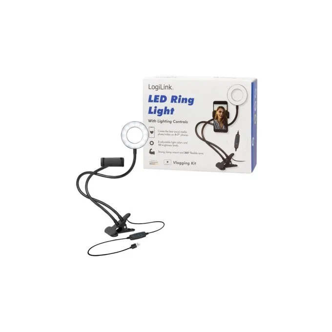 Logilink Smartphone Ring Light Clamp Mount - Diameter 8.5 cm — image 9