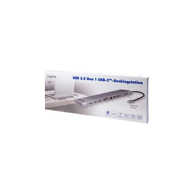 LogiLink UA0373 USB-C 11-in-1 Docking Station 100W PD - Silver — image 9