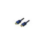 LogiLink Ultra-Thin HDMI with Ethernet Cable - 2 m - Black/Blue, Gold-Plated Connectors
