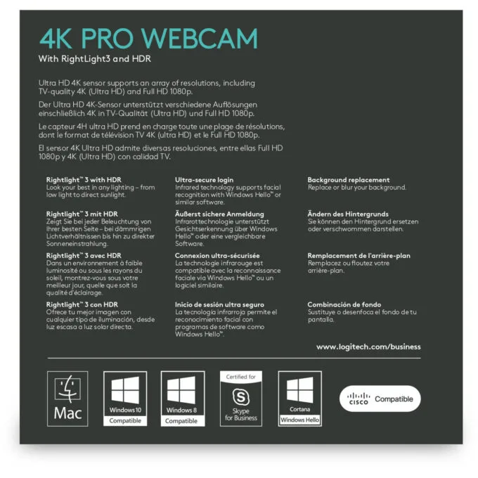 Logitech BRIO 4K Ultra HD Webcam - BRIO - 4K/2160p, 90 fps, USB-C, Dual Mics, Black — image 11