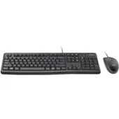 Logitech Desktop MK120 - Wired USB AZERTY Keyboard with Optical Mouse, Black