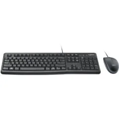Logitech Desktop MK120 - Wired USB Keyboard & Optical Mouse - Black, Swiss QWERTZ