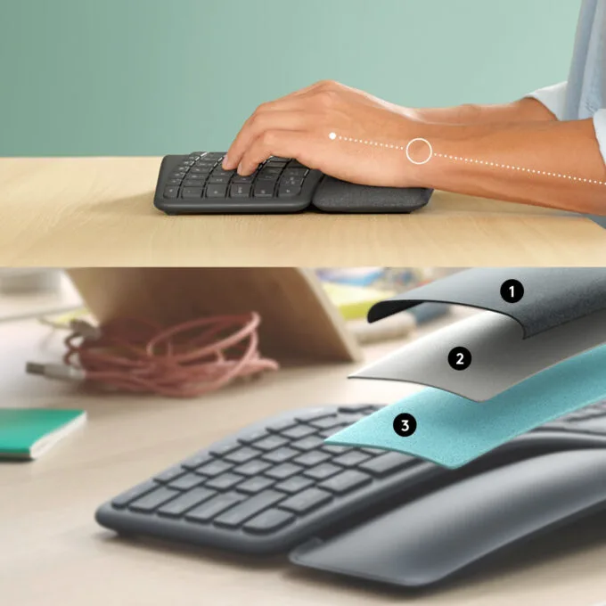 Logitech ERGO K860 Wireless Ergonomic Keyboard - Graphite - US International, Bluetooth 5.0 & 2.4GHz — image 3