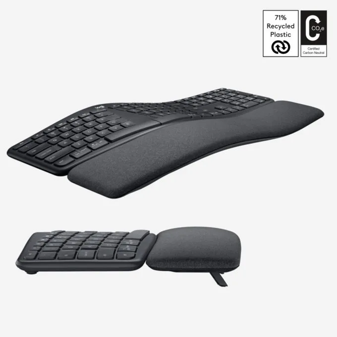 Logitech ERGO K860 Wireless Ergonomic Keyboard - Graphite - US International, Bluetooth 5.0 & 2.4GHz — image 4