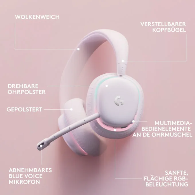 Logitech G G735 - LIGHTSPEED + Bluetooth Dual Wireless Gaming Headset, White Mist, 3.5mm — image 4