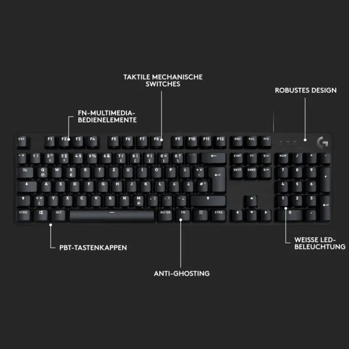 Logitech G413 SE - Mechanical Gaming Keyboard - Black, Swiss QWERTZ, Wired USB, White LED — image 5
