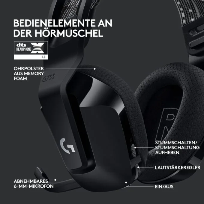 Logitech Gaming Headset Lightspeed - G733 - Black — image 14
