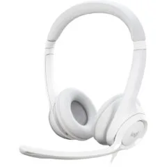 Logitech H390 USB Headset - Wired USB-A On‑Ear Headset - White, Boom Microphone, Inline Controls, 1.9m Cable