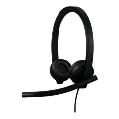 Logitech H570e USB-A Stereo Headset - Wired On-ear, Black, In-line Controls
