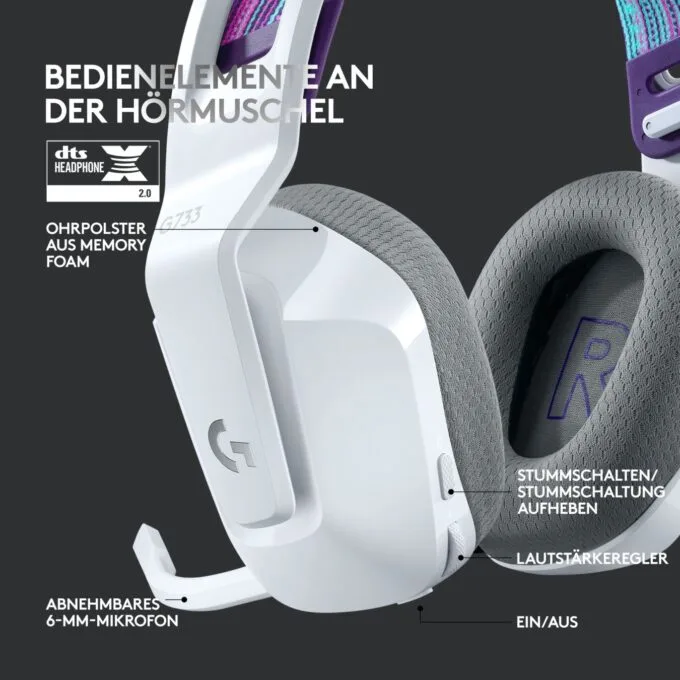 Logitech Headset G G733 LIGHTSPEED Wireless RGB Gaming - G733 - White, RGB, Wireless — image 15
