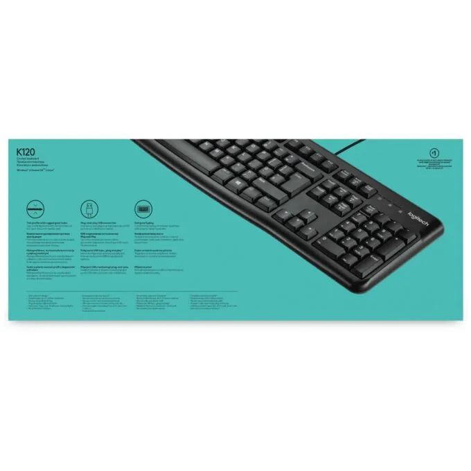 Logitech Keyboard K120 - K120 - Black, Belgian AZERTY, Full-size, Wired USB — image 3