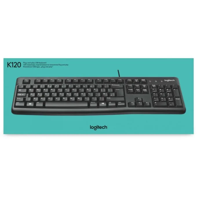 Logitech Keyboard K120 - K120 - Black, Belgian AZERTY, Full-size, Wired USB — image 4