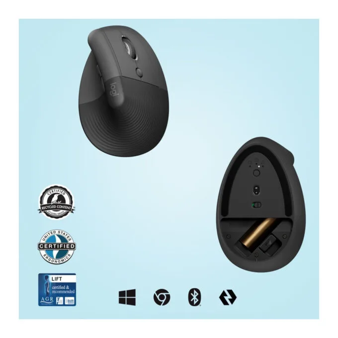 Logitech Lift Vertical Ergonomic Mouse 910-006473 Graphite Silent 4000 DPI — image 6