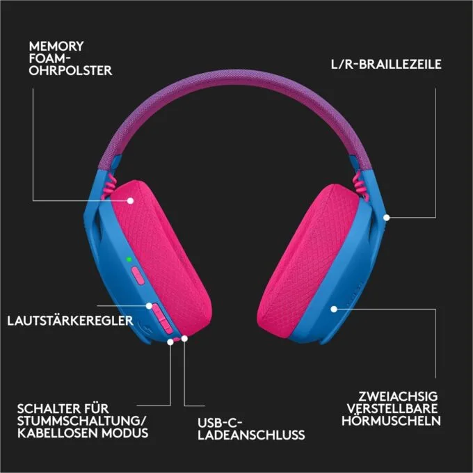LOGITECH Lightspeed G435 Headset - G435 - Dual Wireless (BT+2.4G), On-Ear, Blue, Discord Certified — image 9