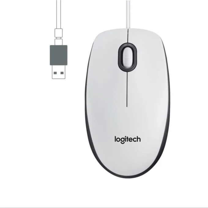 Logitech M100 Wired Optical Mouse - 910-006764 - White, USB-A, 1000 DPI, Ambidextrous, 3-Button — image 3
