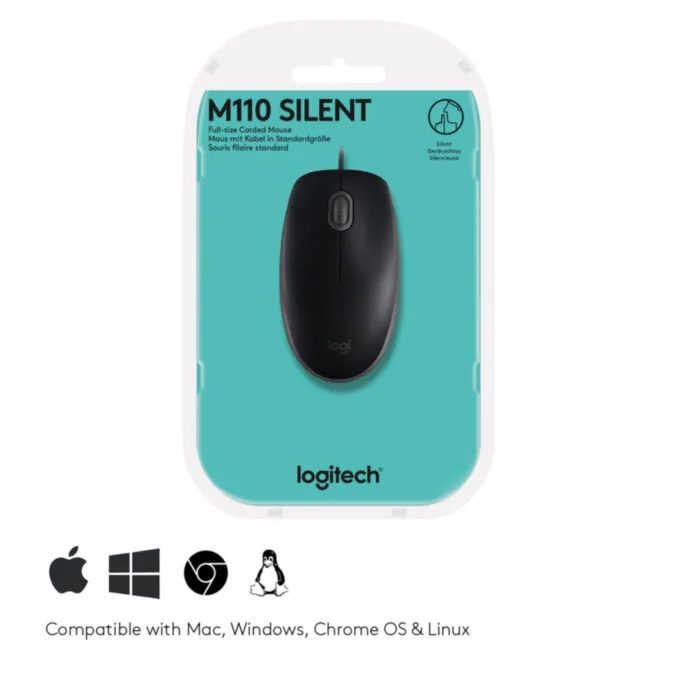 Logitech M110 Silent Mouse - 910-005508 - Black, Wired USB-A, Ambidextrous, 1000 DPI — image 7