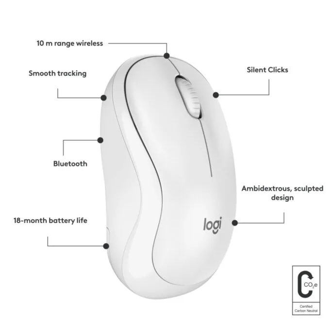 Logitech M240 Bluetooth - 910-007120 - Wireless Travel Mouse, Ambidextrous, Silent Click, White — image 7