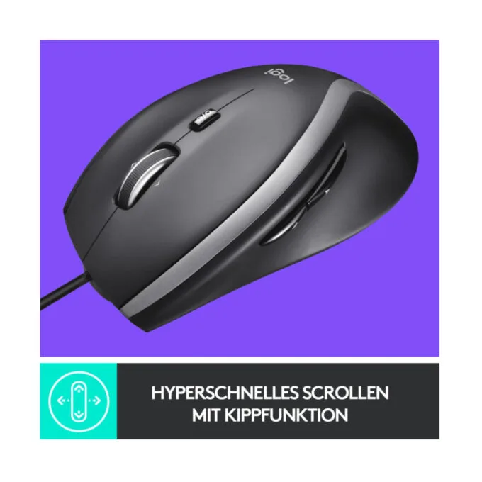 Logitech M500s Advanced Corded Mouse - 910-005784 - Black, Wired USB, 4000 DPI, 7 Buttons, Right-Hand Ergonomic — image 5