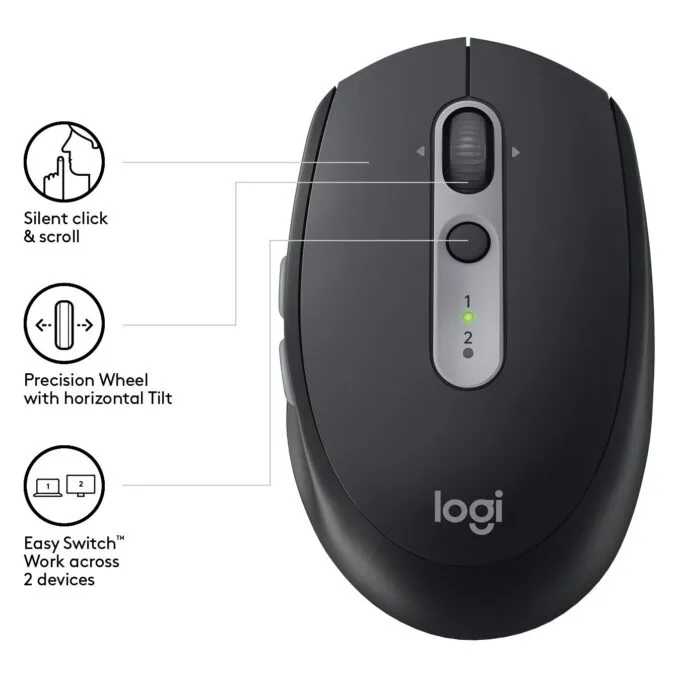 Logitech M590 Silent Wireless Mouse Graphite - M590 - Graphite, Silent, Optical, Bluetooth — image 4