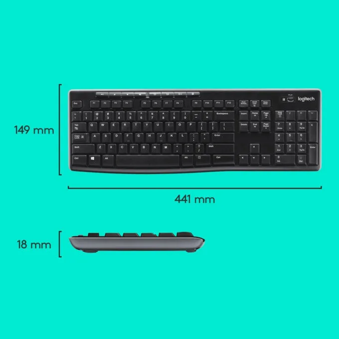 Logitech MK270 Wireless Desktop Set - 920-004508 - Full-Size Black Keyboard & Mouse, 2.4GHz RF, US QWERTY — image 7