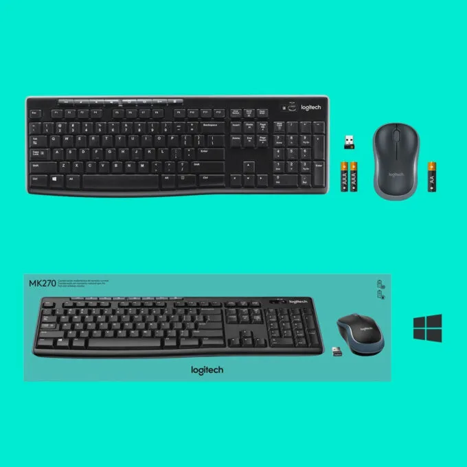 Logitech MK270 Wireless Desktop Set - 920-004508 - Full-Size Black Keyboard & Mouse, 2.4GHz RF, US QWERTY — image 9