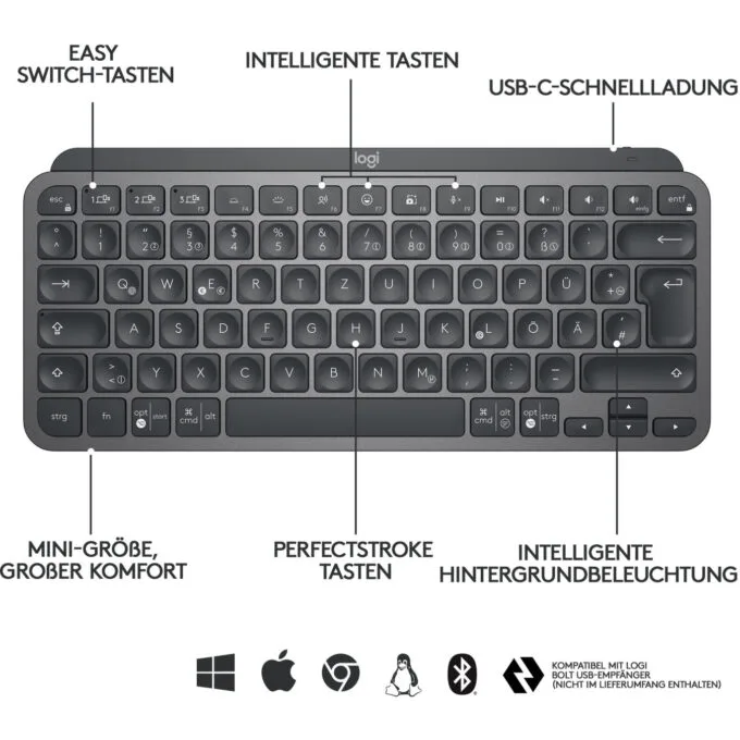 Logitech MX Keys Mini Graphite German QWERTZ LED Backlit Wireless - 920-010559 — image 3