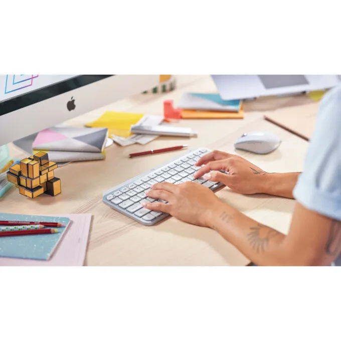 Logitech MX Keys Mini - Wireless Illuminated Compact Keyboard, Grey, 2.4GHz + Bluetooth, USB-C Rechargeable — image 11