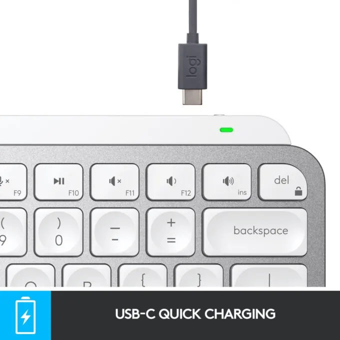 Logitech MX Keys Mini - Wireless Illuminated Compact Keyboard, Grey, 2.4GHz + Bluetooth, USB-C Rechargeable — image 5