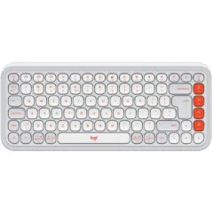Logitech POP Icon Keys - 920-013072 - Mini Wireless Bluetooth Scissor Keyboard, Off-White & Orange, US QWERTY