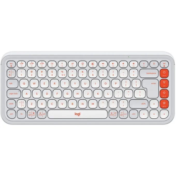 Logitech POP Icon Keys - 920-013072 - Mini Wireless Bluetooth Scissor Keyboard, Off-White & Orange, US QWERTY — image 1