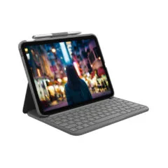 Logitech Slim Folio Keyboard Case - 920-011423 - Oxford Grey, German QWERTZ, Bluetooth, for iPad