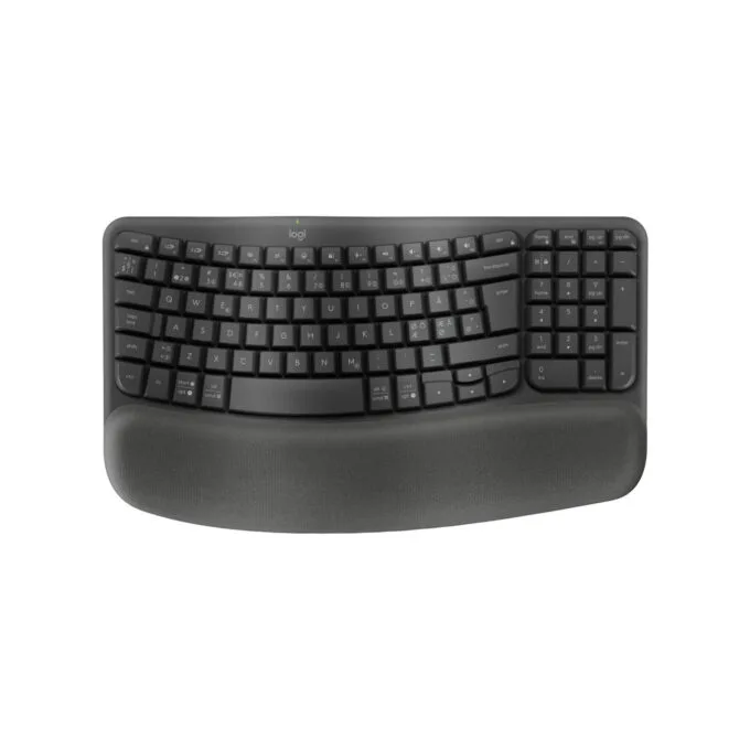 Logitech Wave Keys - Wireless Bluetooth & 2.4GHz Nano Receiver - Graphite, Full-size Nordic QWERTY, Cushioned Palm Rest — image 4