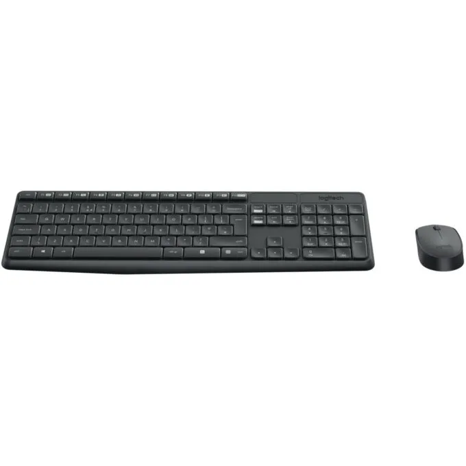 Logitech Wireless Keyboard & Mouse - MK235 - Grey, Full-size (100%), 2.4 GHz RF, QWERTY — image 1