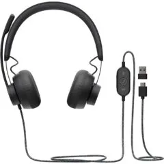 Logitech Zone Wired UC USB Headset for Unified Communications - Over-ear Closed, USB-A, PC Compatible