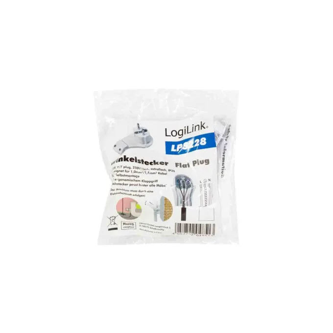 LPS228 POWER PLUG FOR SELF ASSEMBLING, CEE 7 7, FLAT WHITE, LOGILINK — image 6