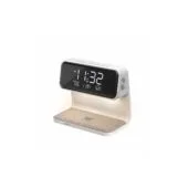 LUMIX-15 MULTIFUNCTION LED ALARM CLOCK W 15W WIRELESS CHARGER, WHITE PROMATE