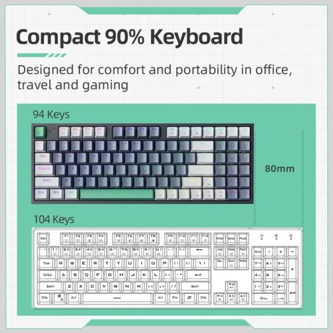 Machenike K500-B94 White Mechanical Gaming Keyboard 94 Red Switches — image 5