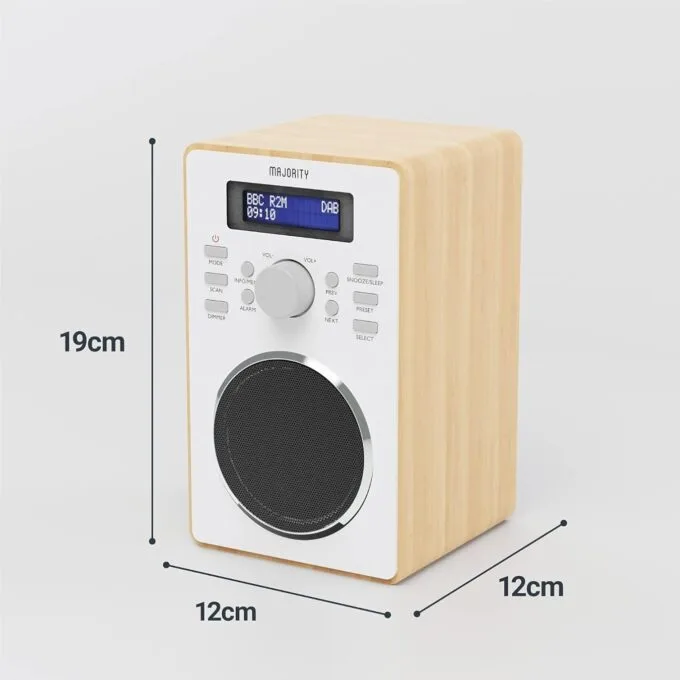 Majority Barton Radio - Digital FM, LED Display, Dual Alarms, Snooze Oak — image 6