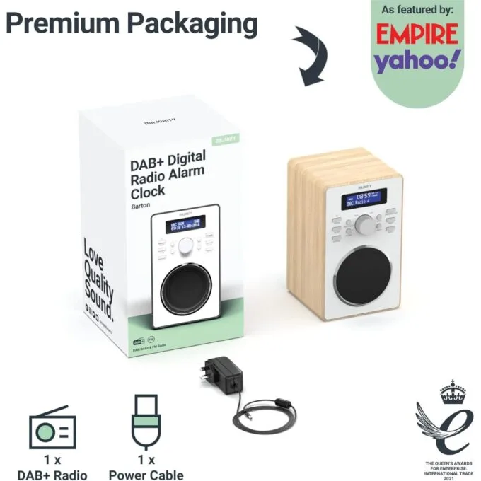 Majority Barton Radio - Digital FM, LED Display, Dual Alarms, Snooze Oak — image 7