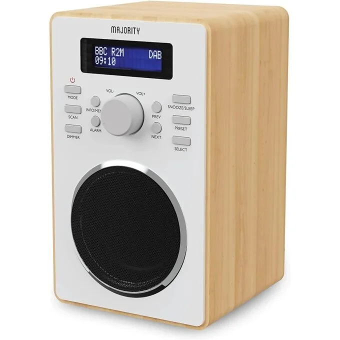 Majority Barton Radio - Digital FM, LED Display, Dual Alarms, Snooze Oak — image 1