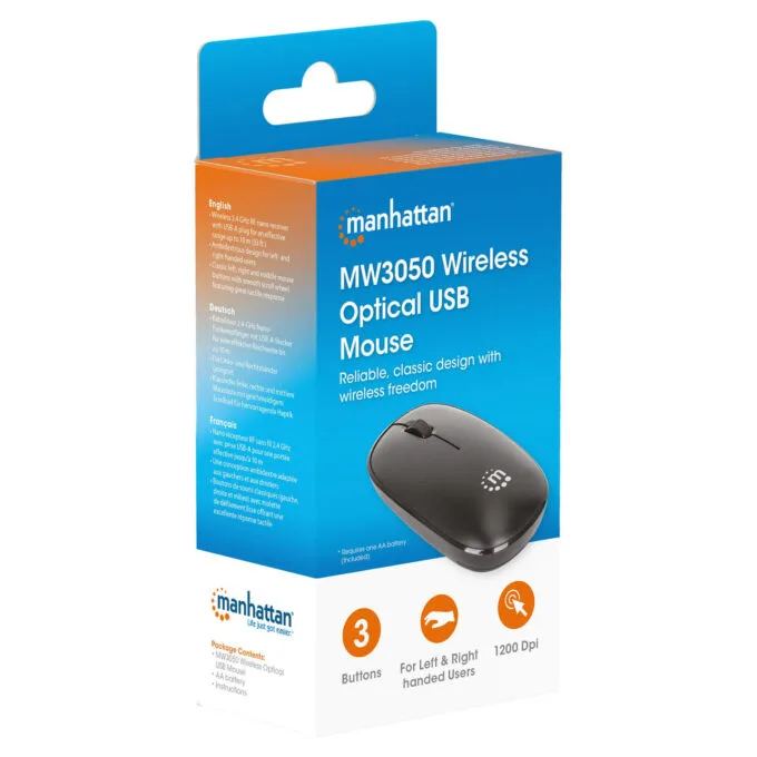 MANHATTAN MW3050 Kabellose USB-Maus 3 Tasten Mausrad schwarz — image 9