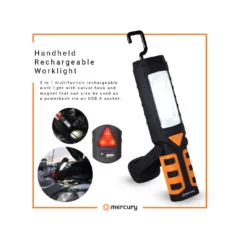Mercury Handheld Worklight - 410.318UK - 3in1 Handheld Rechargeable Worklight, Powerbank Function, with Hook and Magnet