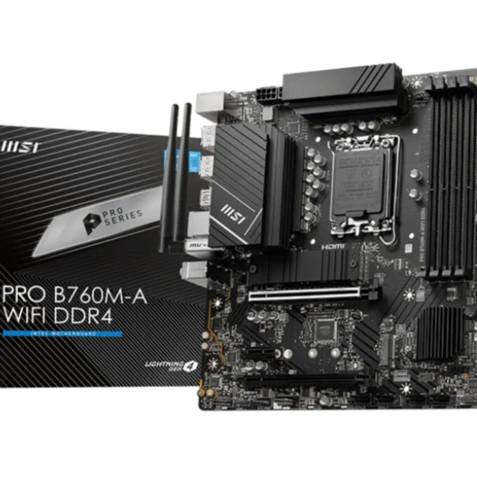 MSI PRO B760M-A WIFI DDR4 - LGA1700 Micro-ATX Motherboard, Wi-Fi, DDR4, Max 128GB — image 1