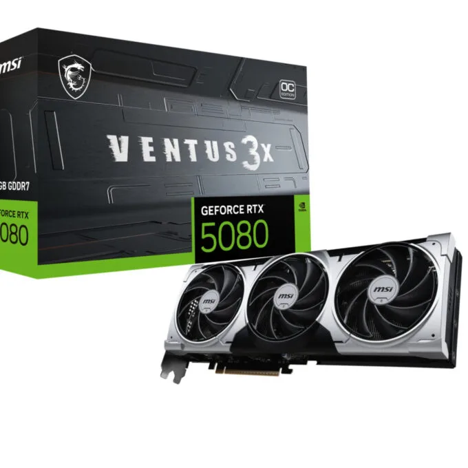 MSI VENTUS 3X OC PLUS - GeForce RTX 5080 - 16GB GDDR7, Boost 2640 MHz, Triple-Fan RGB — image 1