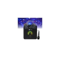 N-Gear Disco Block - 410 - Portable Karaoke Speaker with Disco Ball With 2 Wired Microphones