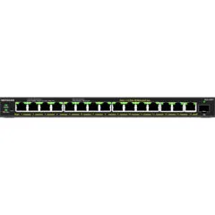 NETGEAR 16-Port PoE+ Gigabit Switch - GS316EPP-100PES - 15 PoE Ports, 231W Budget, 1 SFP, Black