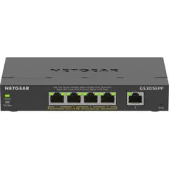 NETGEAR 5-Port Gigabit PoE+ Managed Switch - GS305EPP-100PES - Black, 4 PoE+ Ports, L2/L3