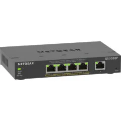 NETGEAR GS305EP-100PES - 5-Port Gigabit Managed L2/L3 PoE+ Switch (4 PoE+ ports, 63W) - Black
