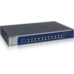 NETGEAR XS512EM-100NUS - 12-Port 10G RJ45 + 2x SFP+ Managed L2 Switch, 1U Rackmount, Blue/Grey