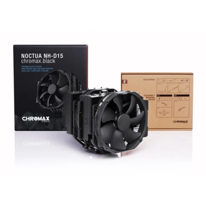 Noctua NH-D15 chromax.black Dual 140mm PWM CPU Cooler - Black — image 3